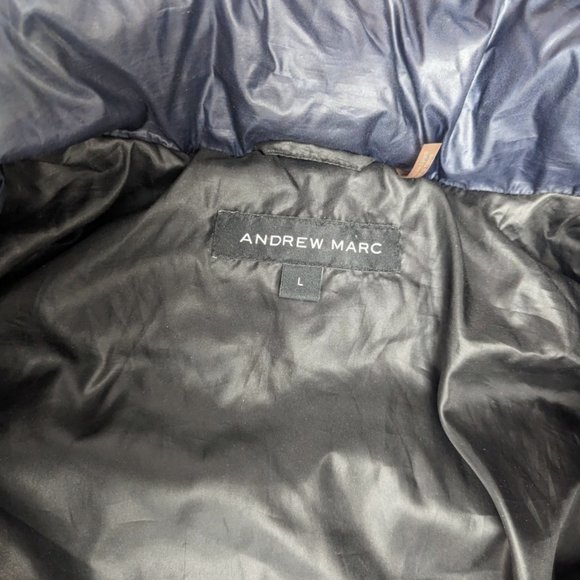 Andrew Marc EUC Navy Down Hooded Zip Jacket L - Picture 8 of 12